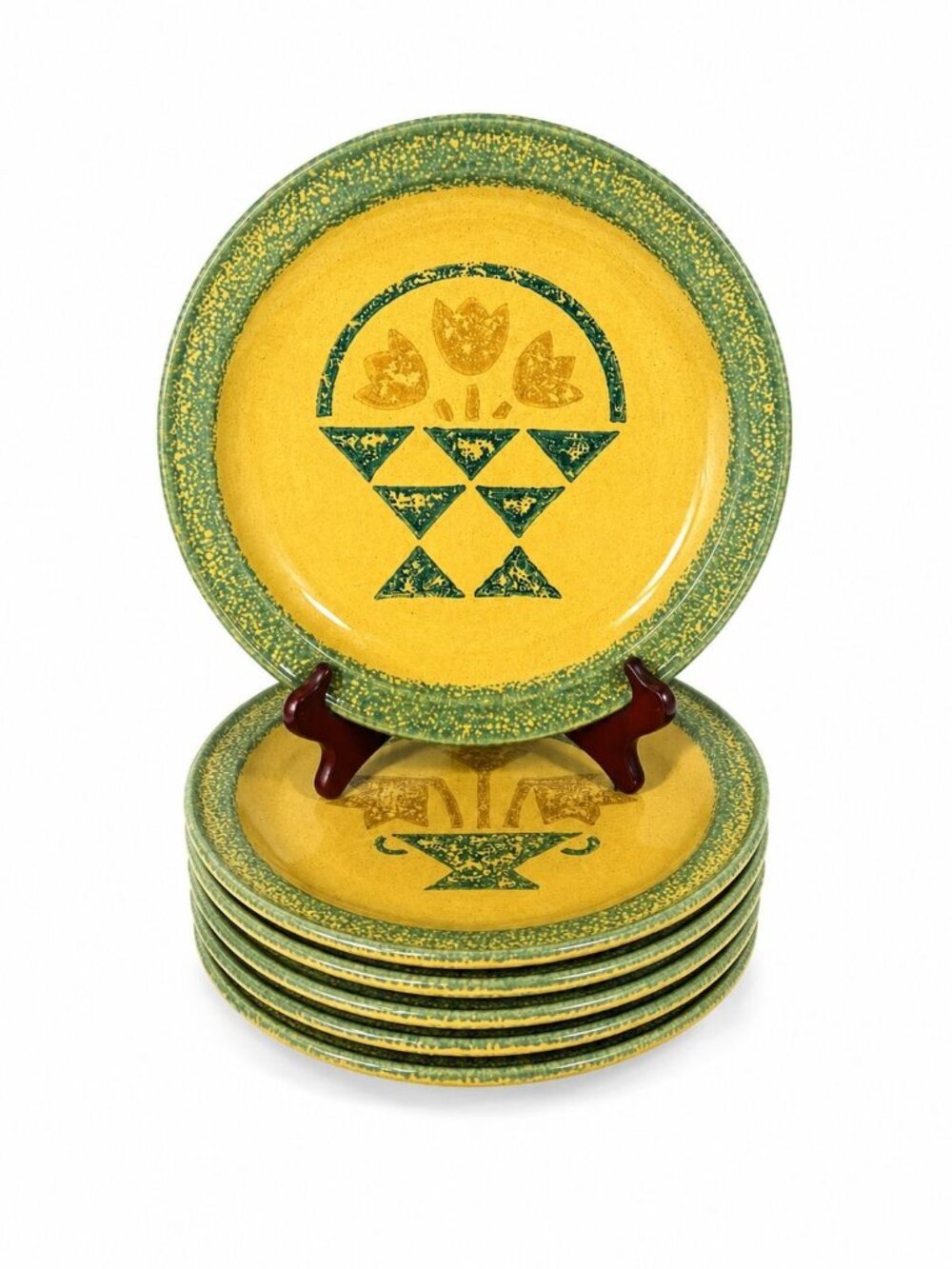 Stoneware Dinner Plates Pfaltzgraff Mafa America Quilt Block Set Of 7 Vintage